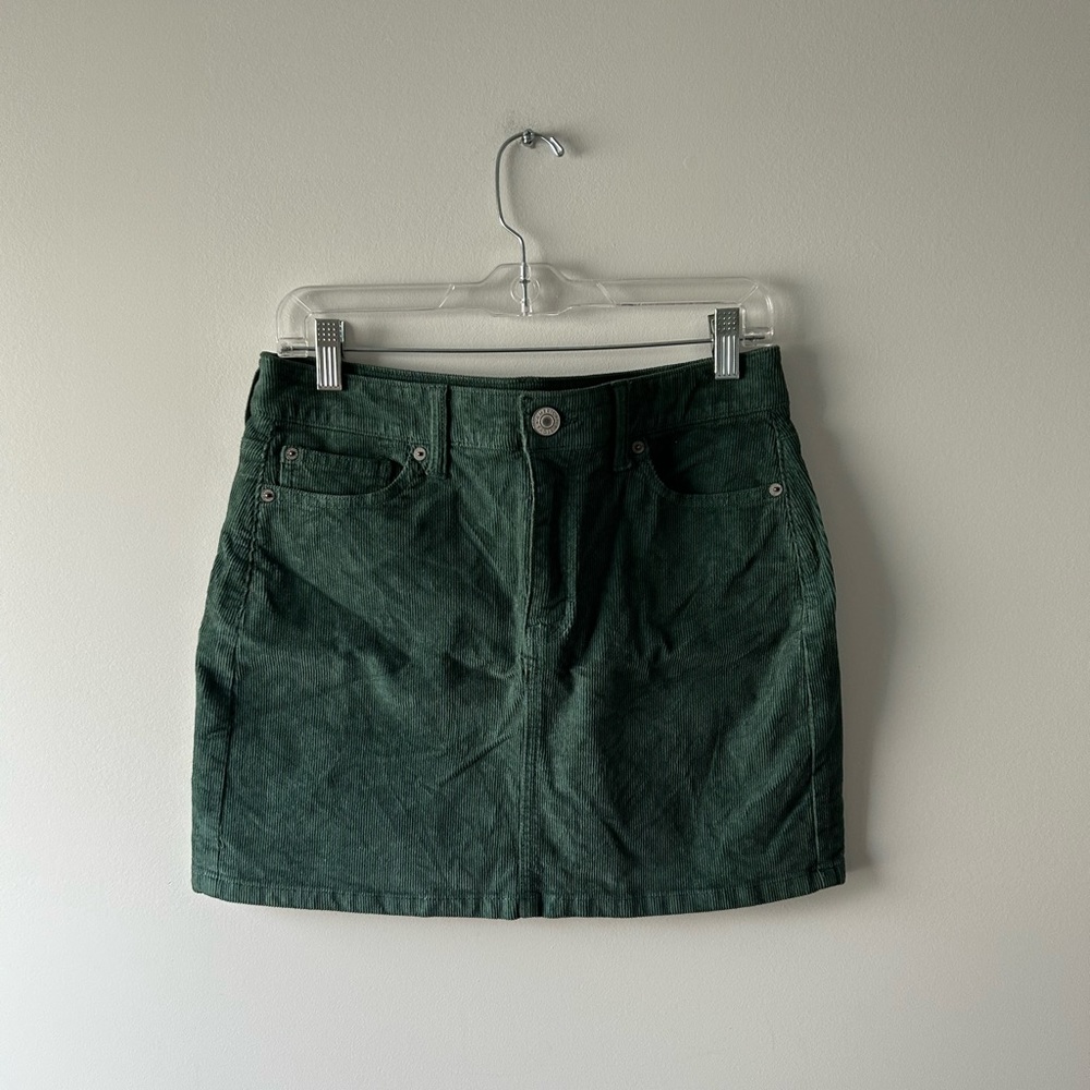 American Eagle green corduroy mini skirt
